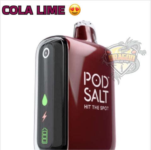 Vape device with 'Cola Lime' flavor text and 'POD SALT' branding on a white background.