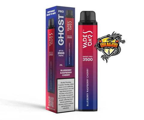 Vape Bars Ghost Pro 3500 Puffs Blueberry Raspberry Cherry|