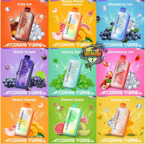 Grid of Lost Mary mt35k with various flavors and colors/ Lost Mary MT 35k Disposable Vape Dubai/