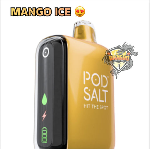 Gold vape device with 'POD SALT' text and Dragon Vape logo on a white background