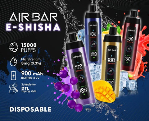 Airbar E-Shisha 15000 Puffs DTL 3mg Disposable Vape Dubai UAE