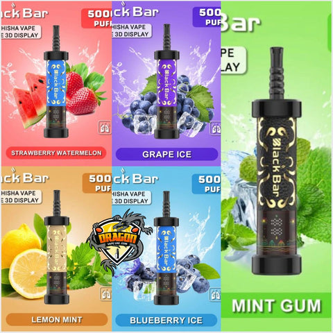 Vape devices with different flavors and branding on a colorful background