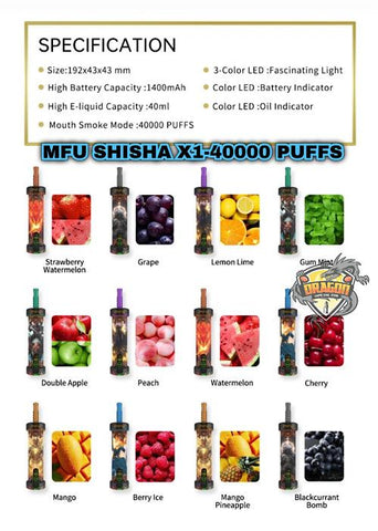 MFU Shisha X1 40000 Puffs In Dubai|