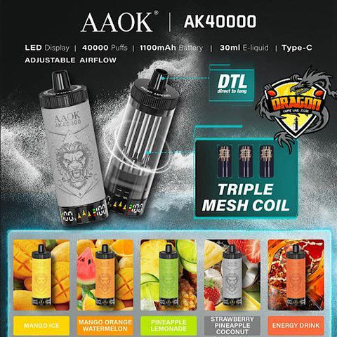 AAOK AK40000 PUFFS DISPOSABLE VAPE IN DUBAI|