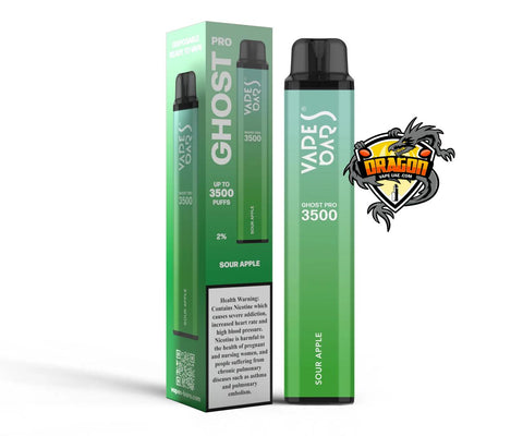 Vape Bars Ghost Pro 3500 Puffs Sour Apple Flavors|