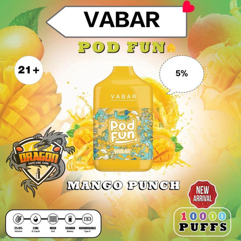 NEW VABAR POD FUN 10000 PUFFS DISPOSABLE KIT IN DUBAI UAE