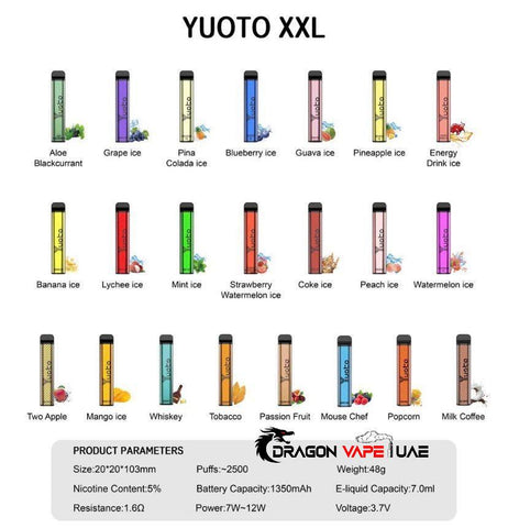 BUY YUOTO XXL DISPOSABLE VAPE 2500 PUFFS UAE