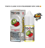 TOKYO Classic Iced Strawberry Kiwi 30ML vape juice packaging with warning label on a white background.