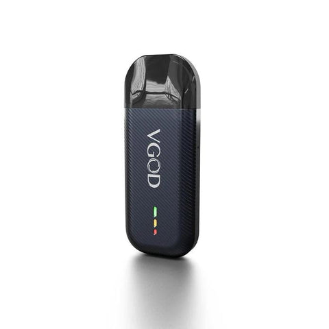 Black vape device with 'VGOD' branding on a white background